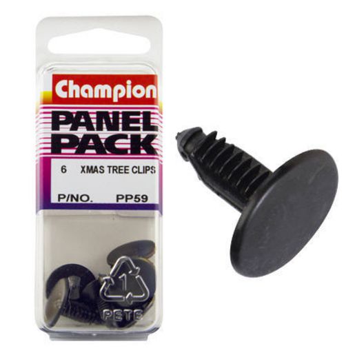 Champion Fasteners Xmas Tree Clip  Black Len: 16.3mm Stem Dia: 7.8mm Head: 14.8mm PP59
