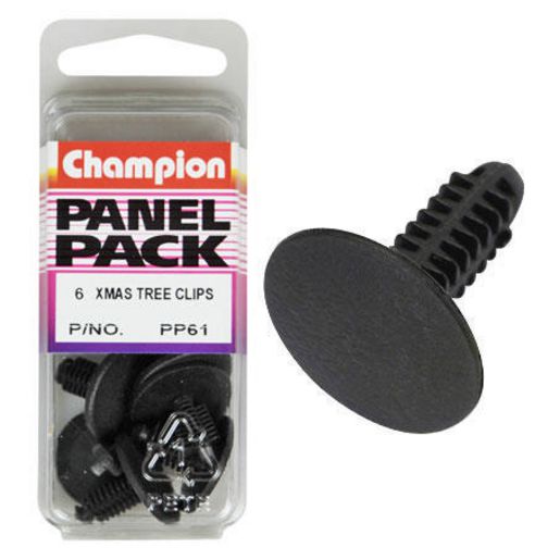Champion Fasteners Xmas Tree Clip  Black Len: 16.7mm Stem Dia: 7.3mm Head: 20mm PP61