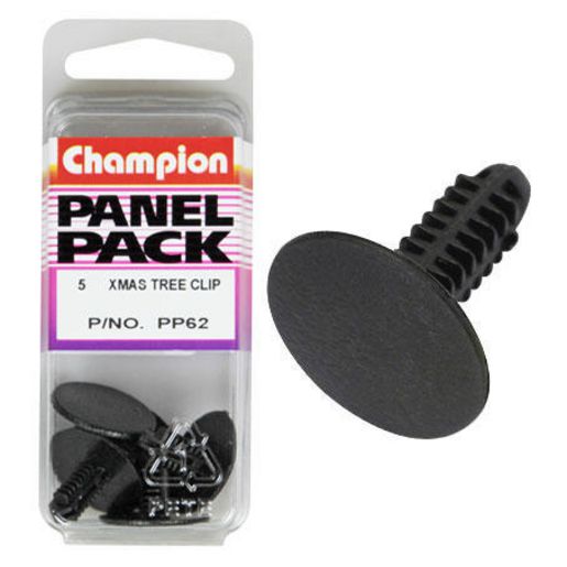 Champion Fasteners Xmas Tree Clip  Black Len: 13.5mm Stem Hole: 6.4 6.6mm Head: 20.8mm PP62