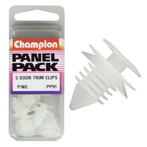 Champion Fasteners Door Trim Clip Clear Top Head: 13mm, Mid & Bottom Head: 16mm Stem Dia: 9mm PP91