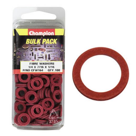 Champion Fasteners Washer Flat Fibre 1/4in x 7/16in x 1/16in Red CFW164
