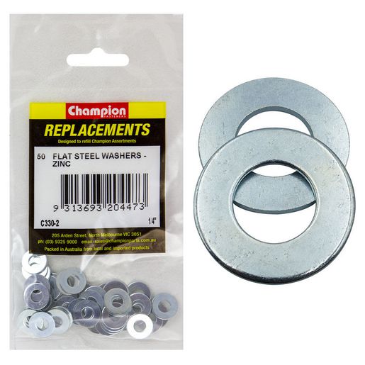 Champion Fasteners Washer Flat Steel 1/4in x 9/16in x 18G Zinc Plated C330-2