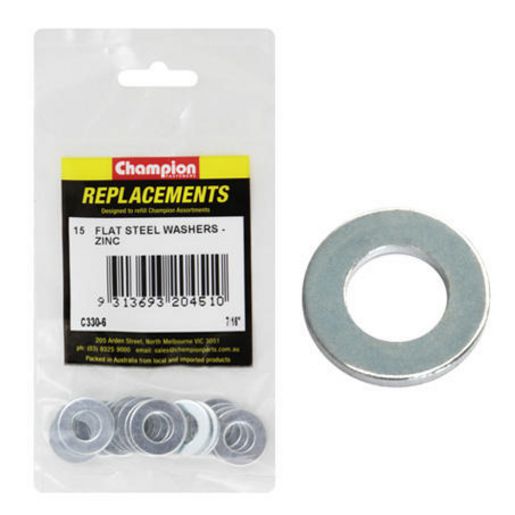 Champion Fasteners Washer Flat Steel 7/16in x 7/8in x 16G Zinc Plated C330-6