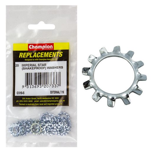 Champion Fasteners Washer Shakeproof External 7/16in Zinc Plated C510-5