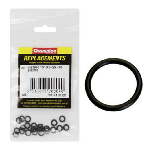 Champion Fasteners O Ring Nitrile Rubber 70 Shore 5mm x 2mm Refill Pack C408-2