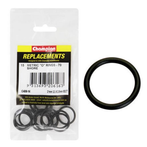 Champion Fasteners O Ring Nitrile Rubber 70 Shore 21mm x 2.5mm Refill Pack C408-14