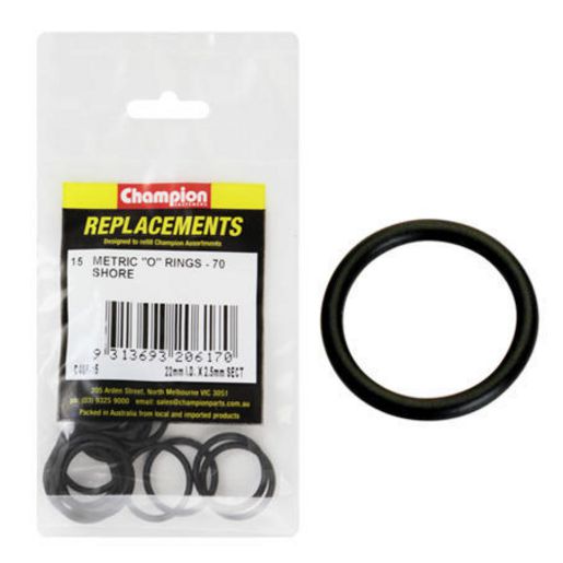 Champion Fasteners O Ring Nitrile Rubber 70 Shore 22mm x 2.5mm Refill Pack C408-15