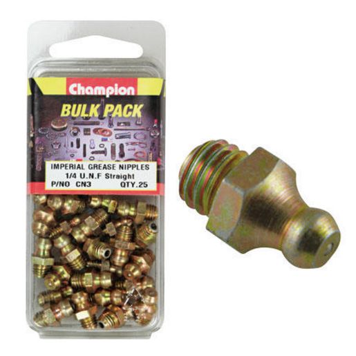 Champion Grease Nipple Straight 1/4" UNF 25Pk CN3