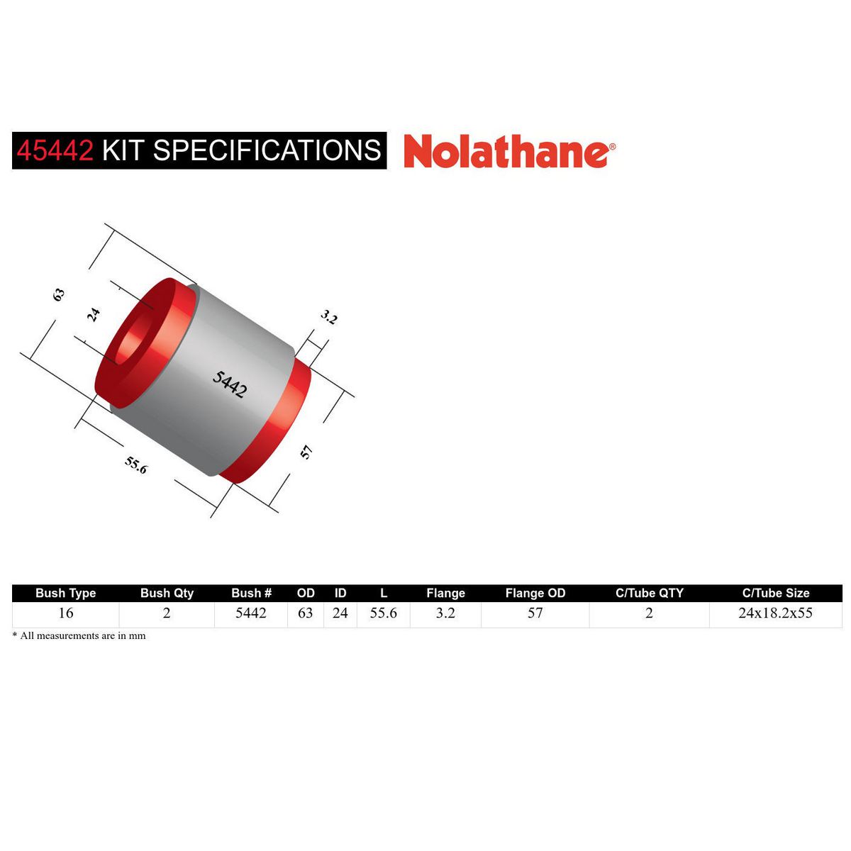 Nolathane Control Arm Bush Kit 45442