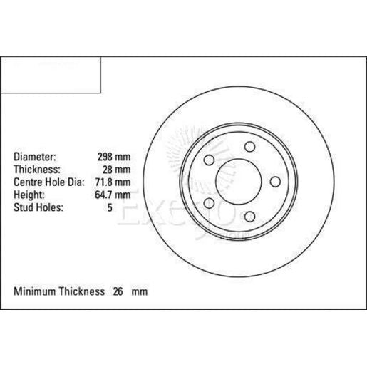 DBA Vented Brake Rotor Single 298mm DBA504