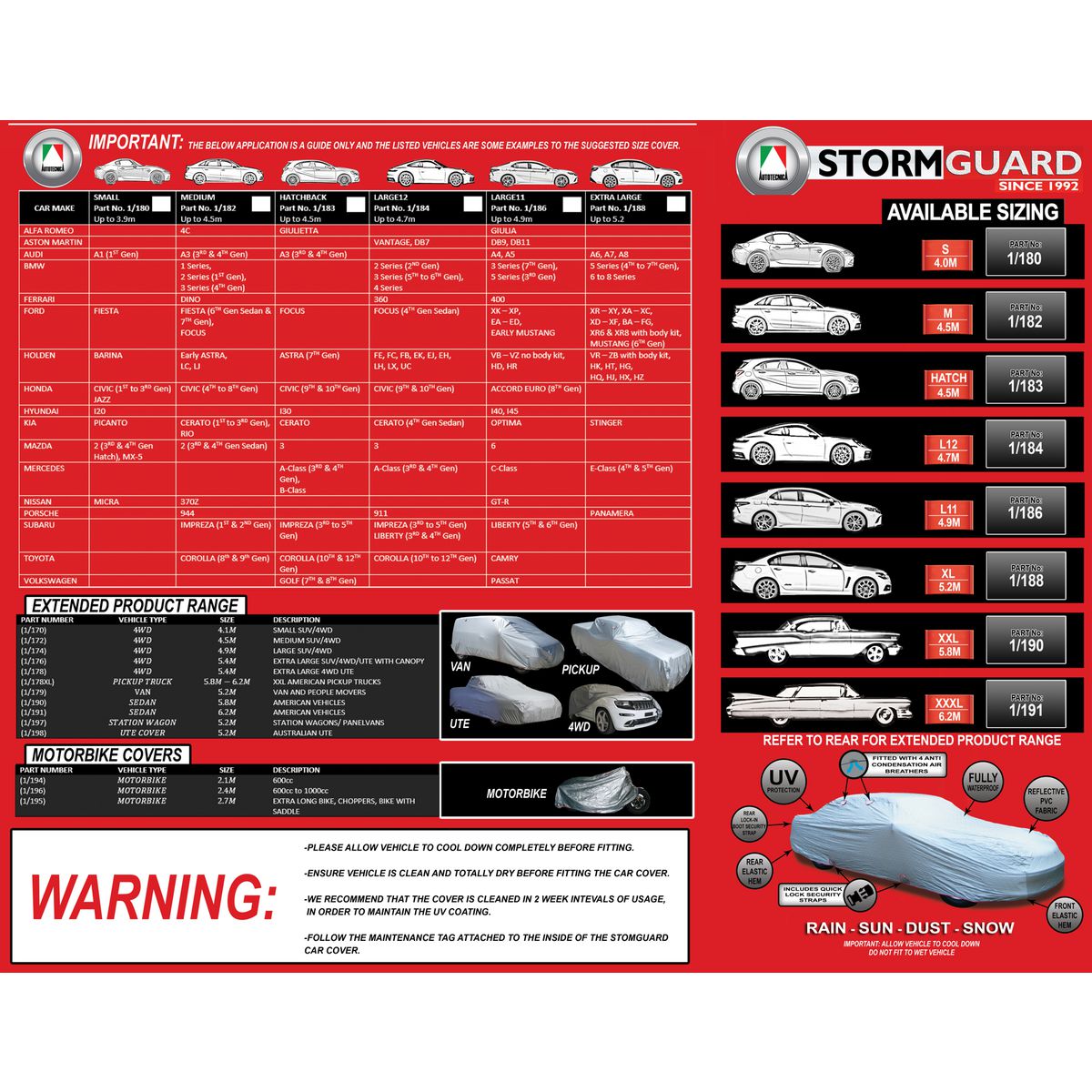 Autotecnica Stormguard Waterproof Car Cover Hatchback 1/183