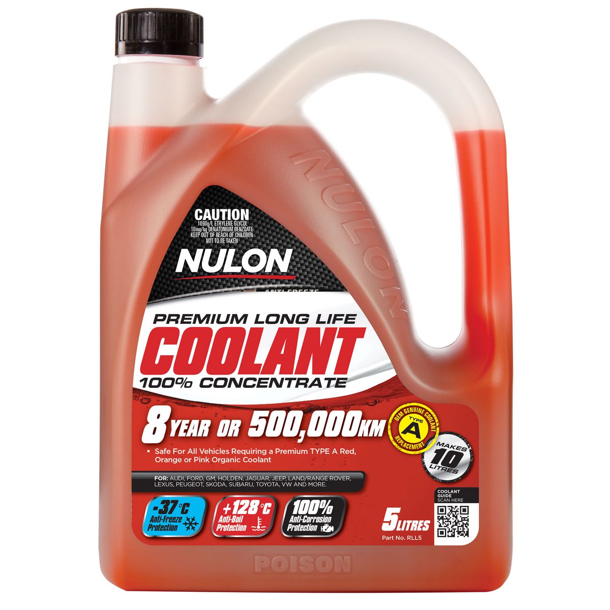 Nulon Red Premium Long Life Coolant 100% Concentrate 5L RLL5