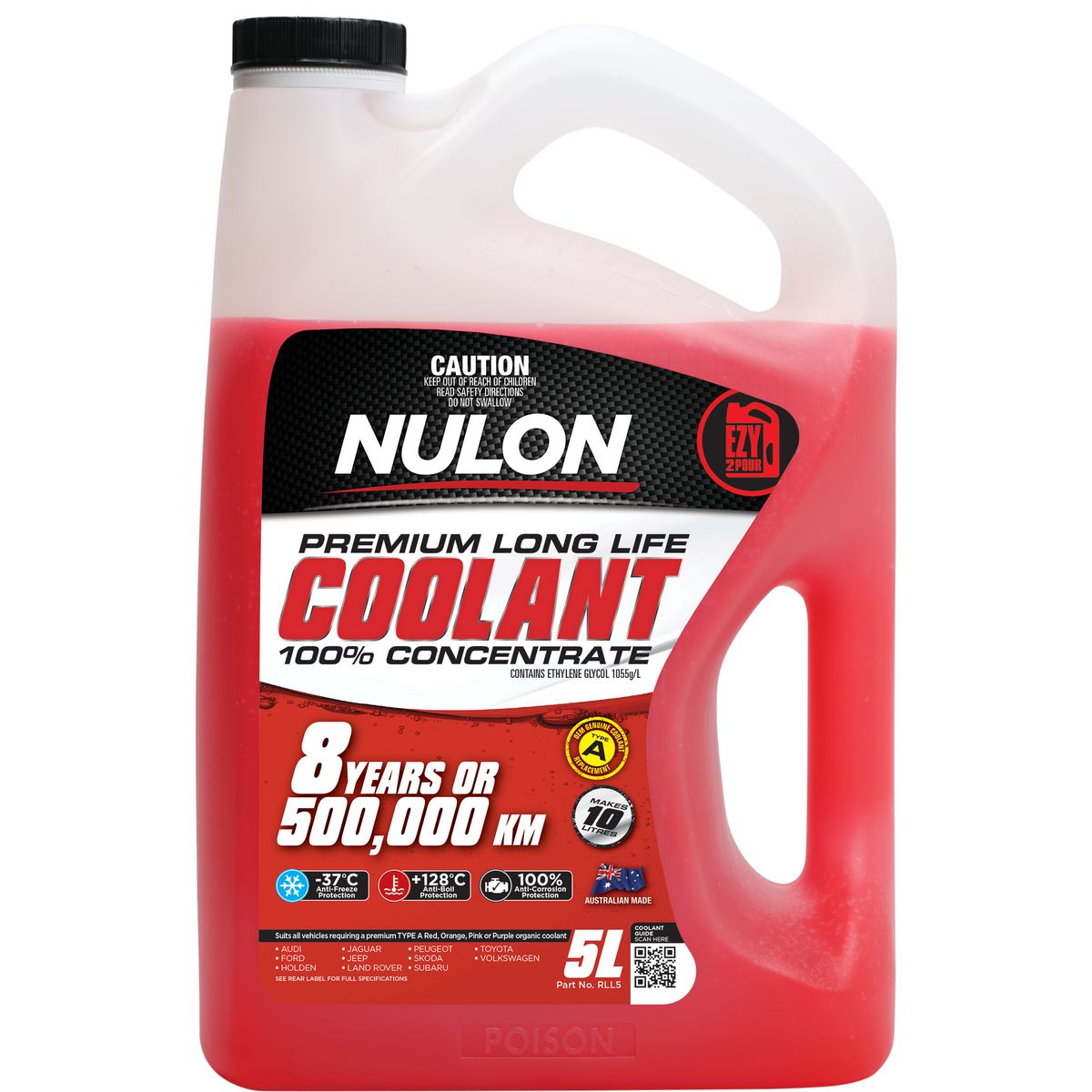 Nulon Red Premium Long Life Coolant 100% Concentrate 5L RLL5