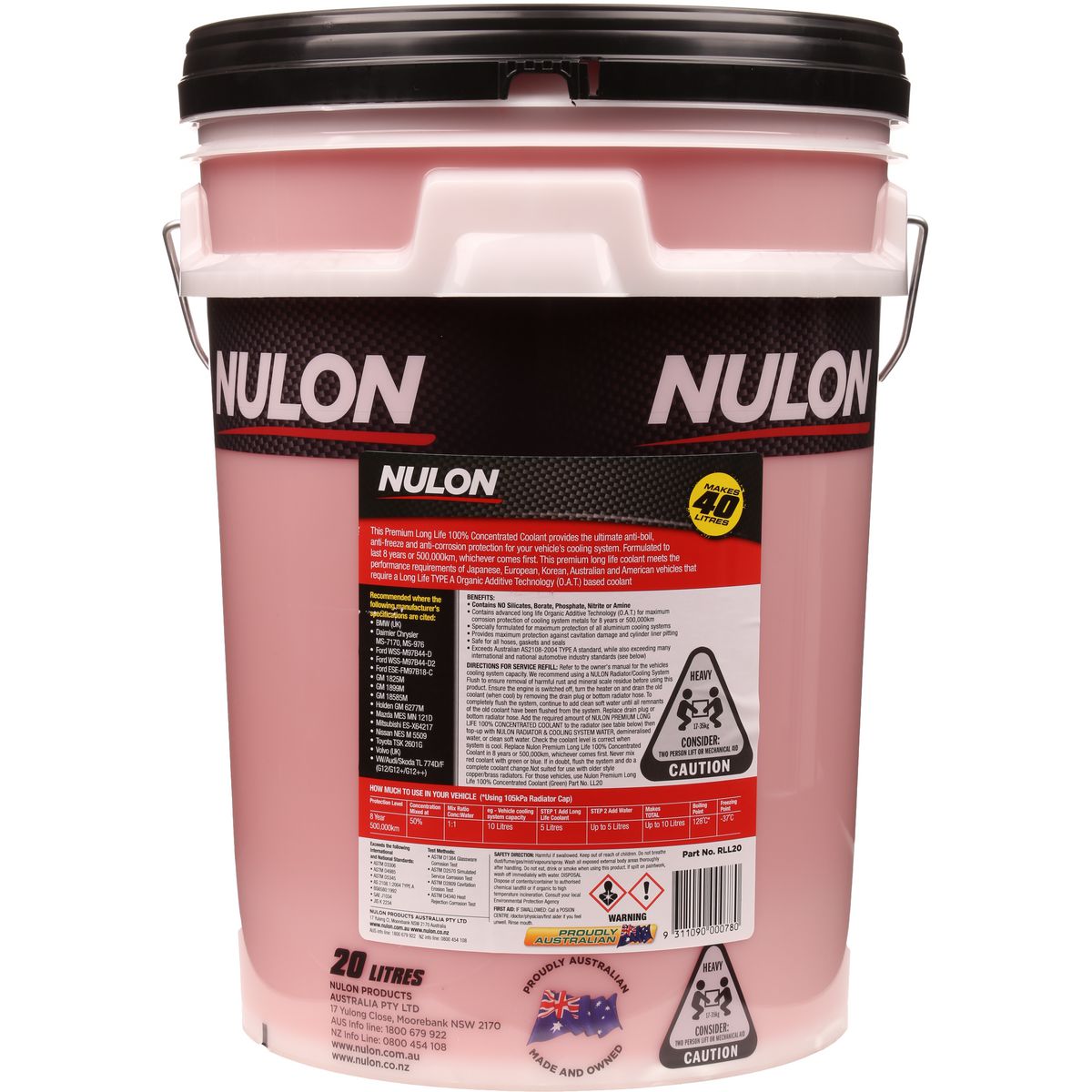 Nulon Red Premium Long Life Coolant 100% Concentrate 20L RLL20