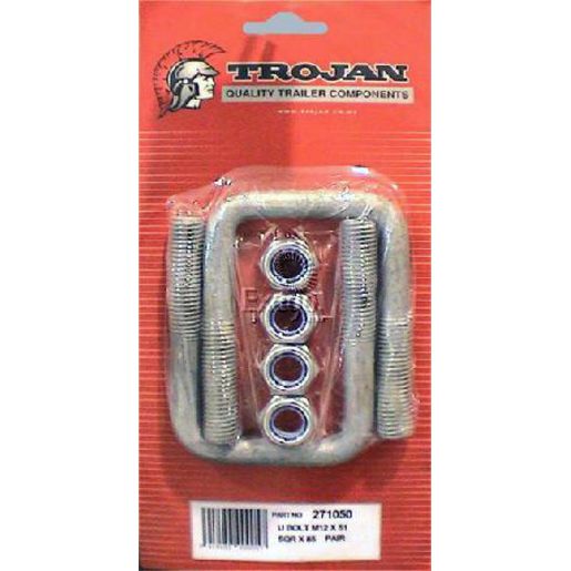 TROJAN U Bolt Mount Kit Pair M12 51mmx85mm Galvanised 271050