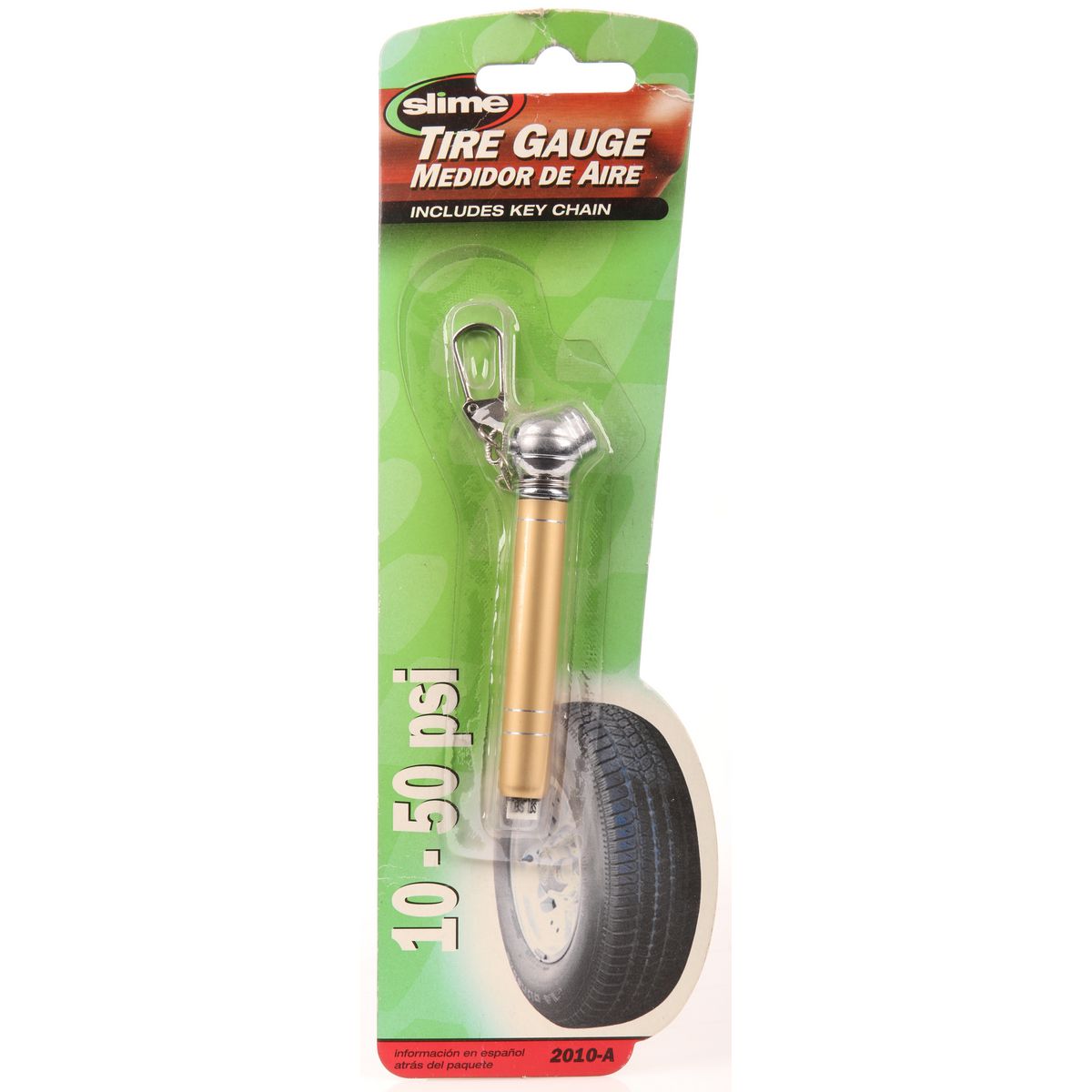 Slime Tyre Pressure Gauge Key Chain 10-15 Psi 2010-A