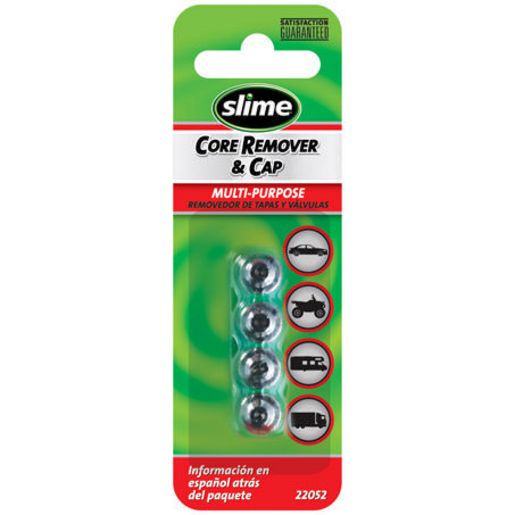Slime Valve Core Remover and Tire Valve Caps (Pack of 4) 22052