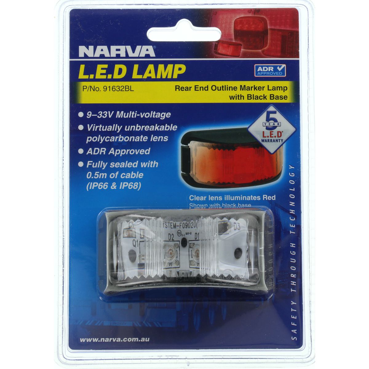 Narva LED Marker Lamp Black/Red 91632BL