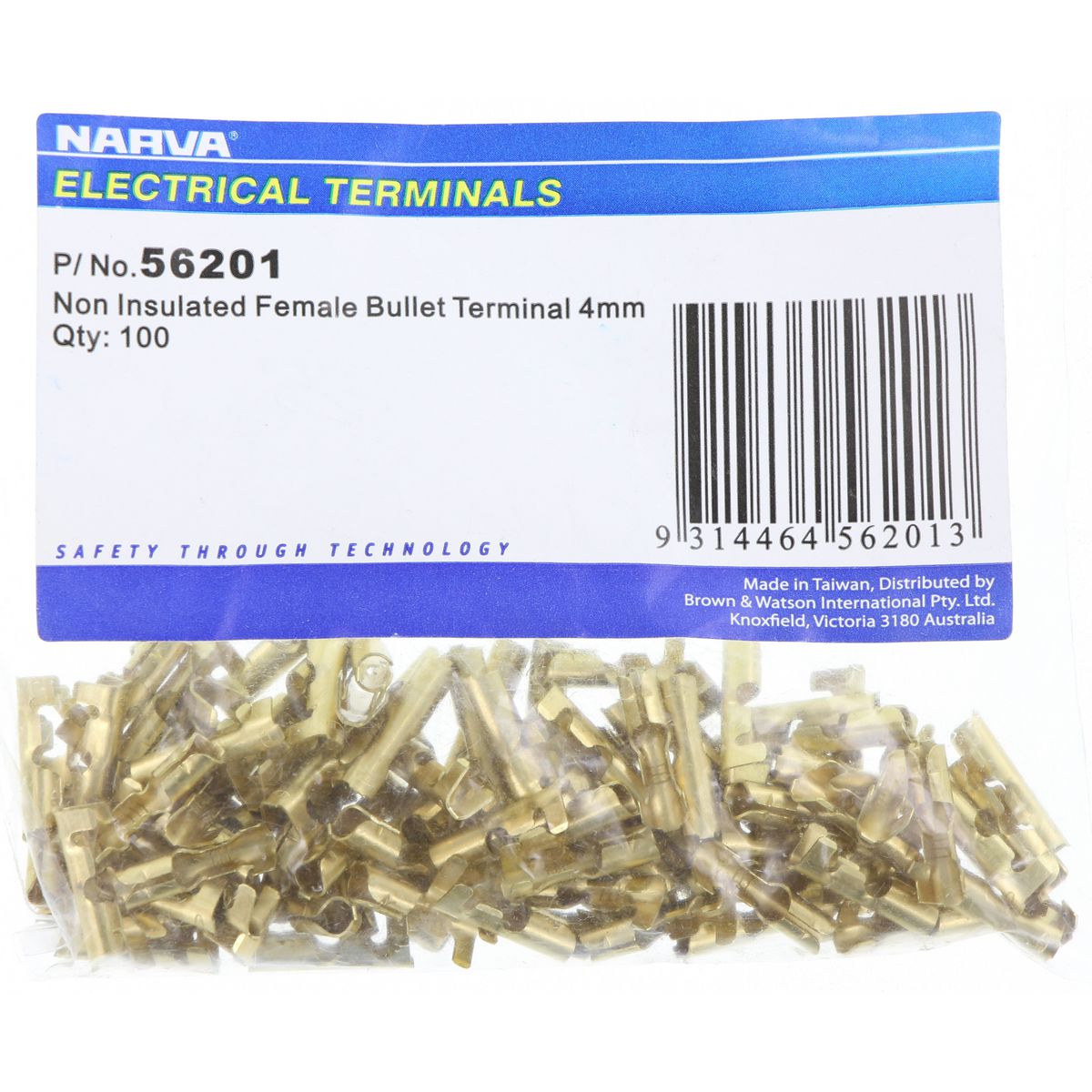 Narva Terminal Female Bullet Non Insulated 4mm (100Pk) 56201