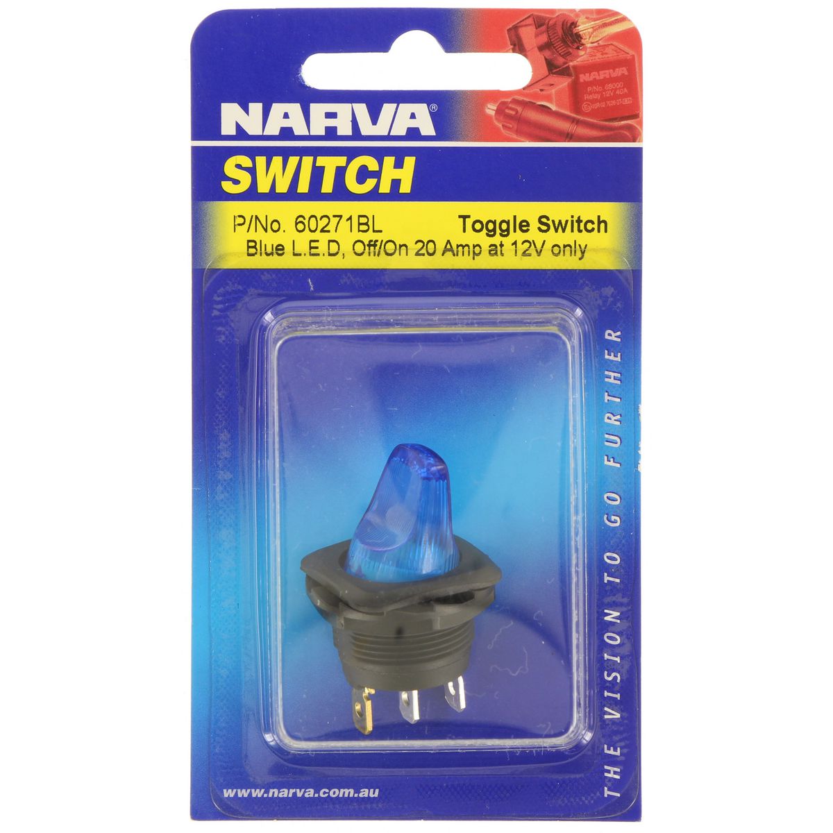Narva Switch Toggle Illuminated On Off Blue 60271BL