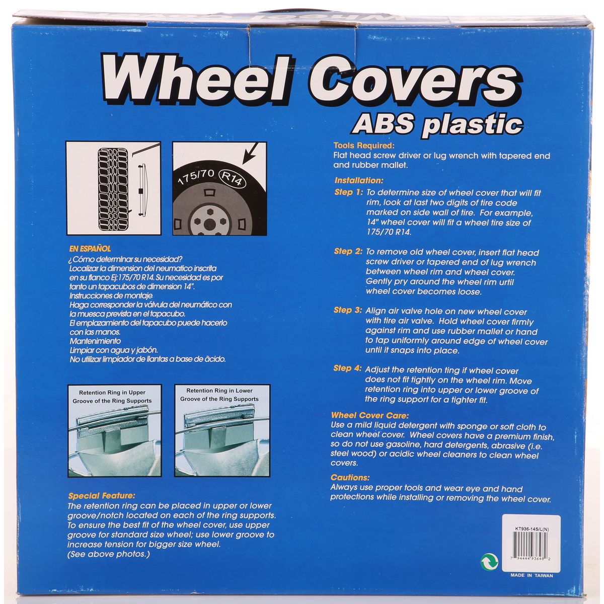 Kuan Tong Wheel Cover Set 936 Silver 14in KT936-14S/L(N)