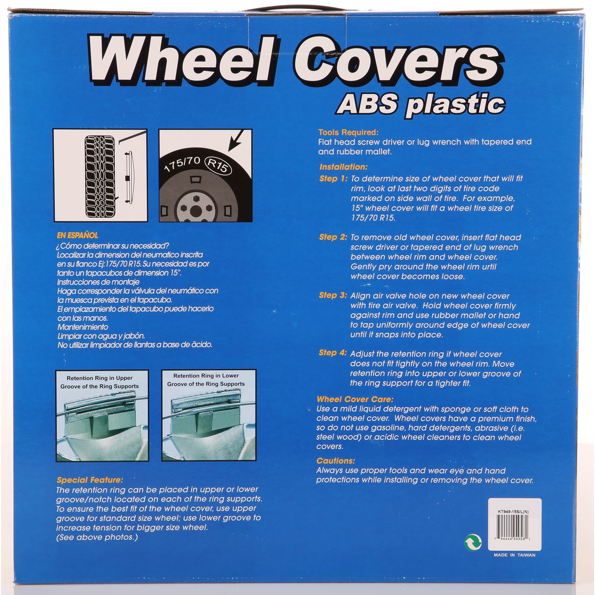 Kuan Tong Wheel Cover Set 949 Silver 15in KT949-15S/L(N)