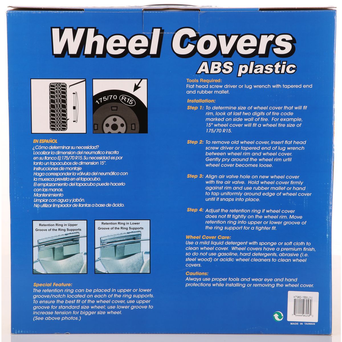 Kuan Tong Wheel Cover Set 962 Silver 15in KT962-15S/L(N)