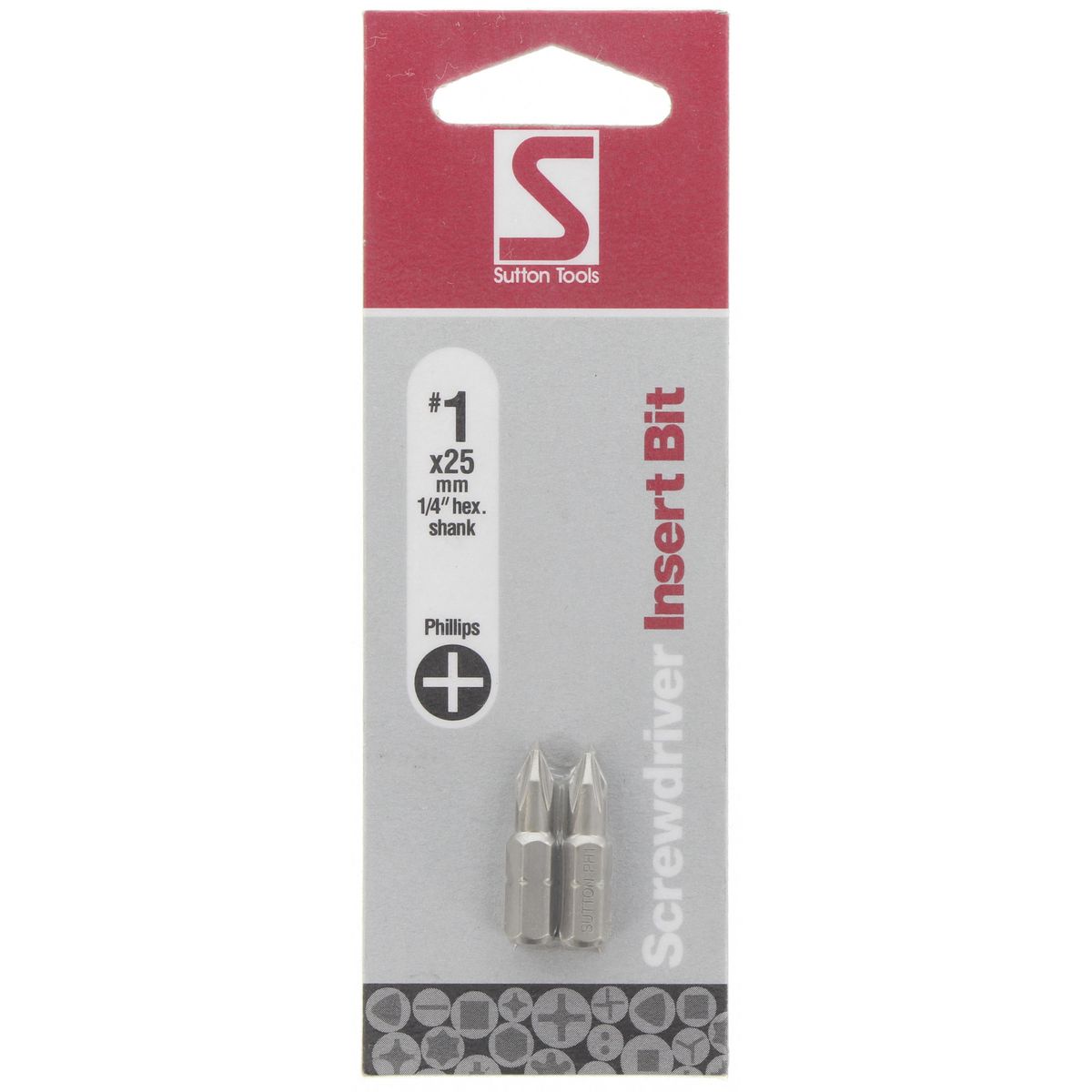 Sutton Philips Power Screwdriver Bits PH1 25mm L 1/4in. Hex 4198