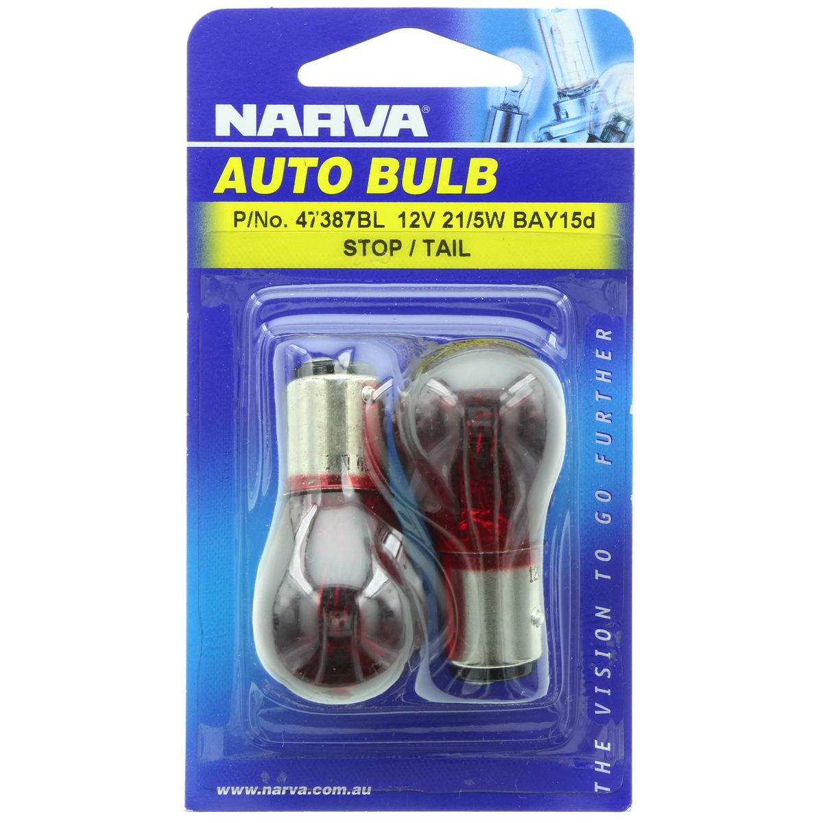 Narva Globes Tail Light/Indicator 12V 21/5W Red 2 Pack 47387BL
