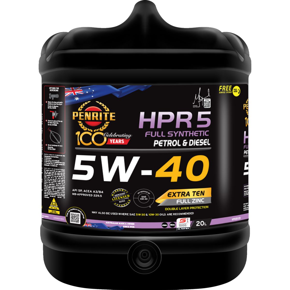 Penrite HPR 5 SAE 5W-40 Engine Oil 20L