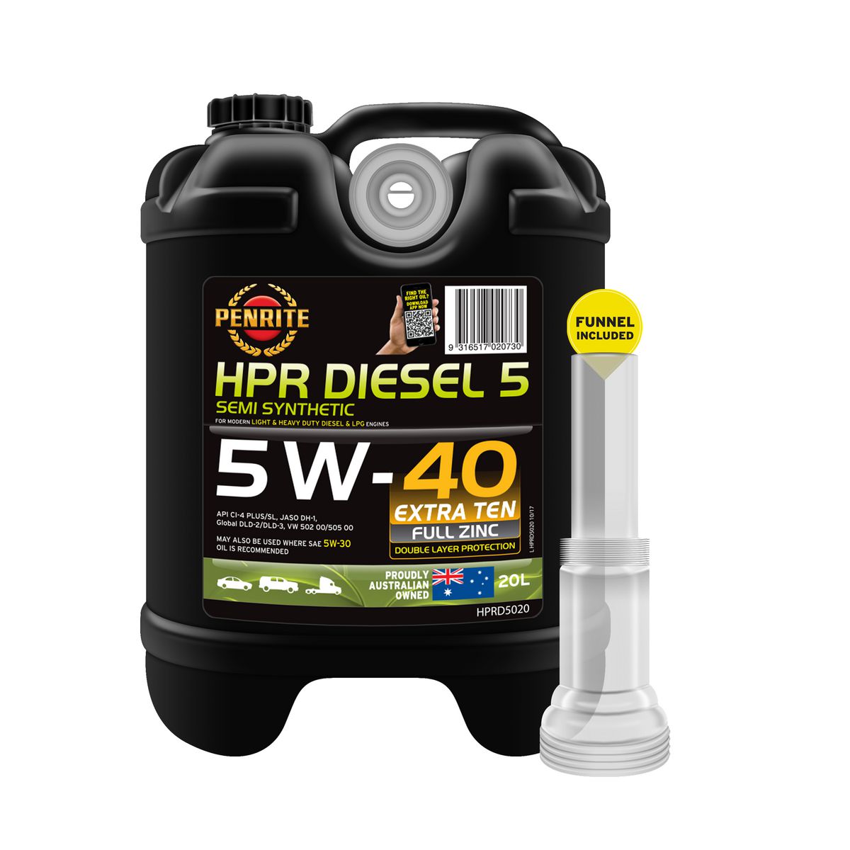 Penrite HPR Diesel 5 SAE 5W-40 Engine Oil 20L