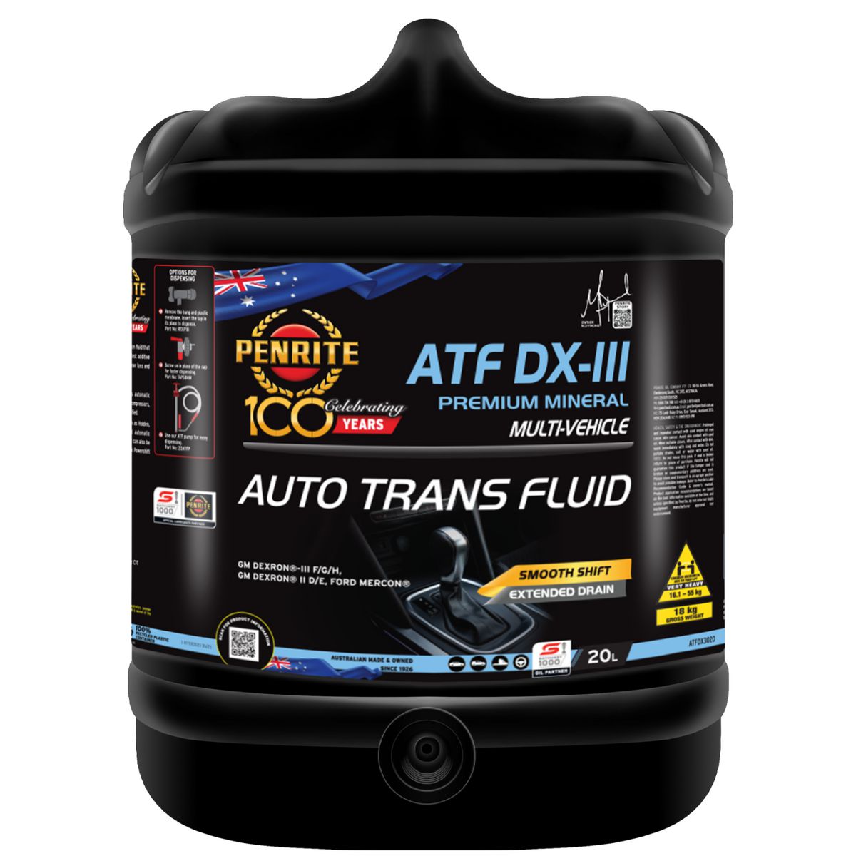 Penrite ATF DXIII Multi Vehicle Automatic Transmission Fluid 20L ATFDX3020