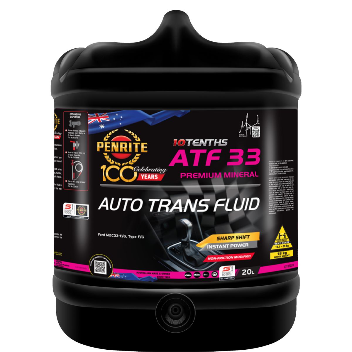 Penrite ATF 33 Type F Automatic Transmission Fluid 20L ATF33020