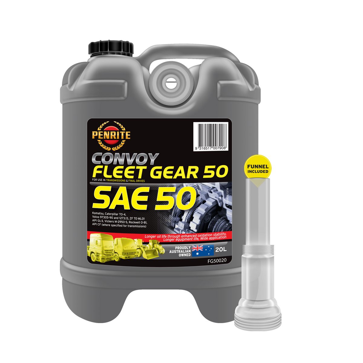 Penrite Convoy Fleet Gear 50 SAE 50 Premium Mineral 20L FG50020