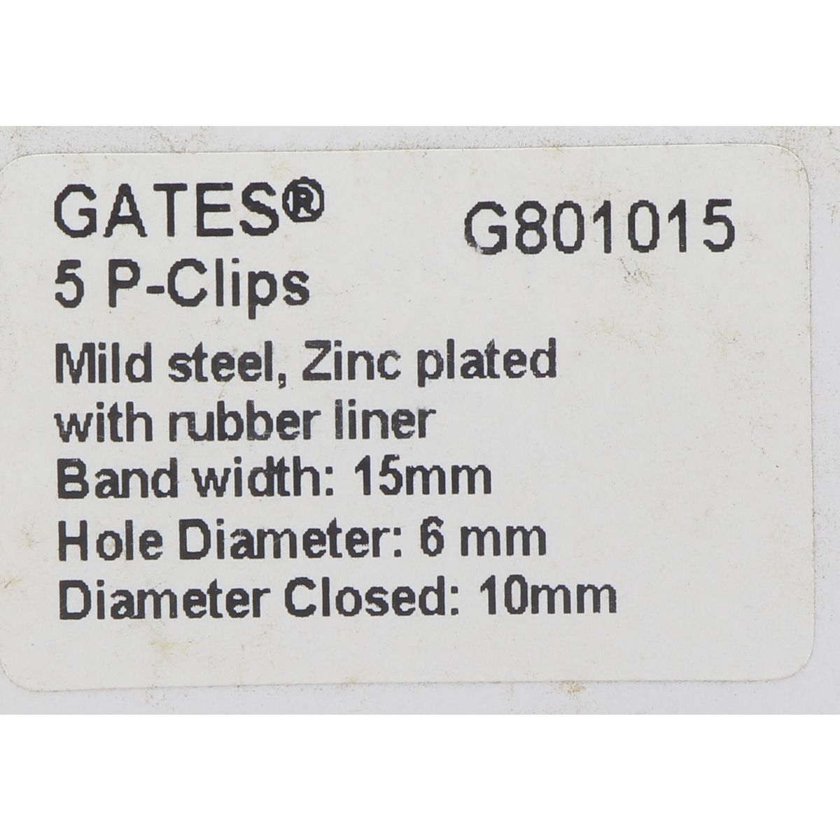 Gates P Clip With Rubber Liner 10Mm G801015