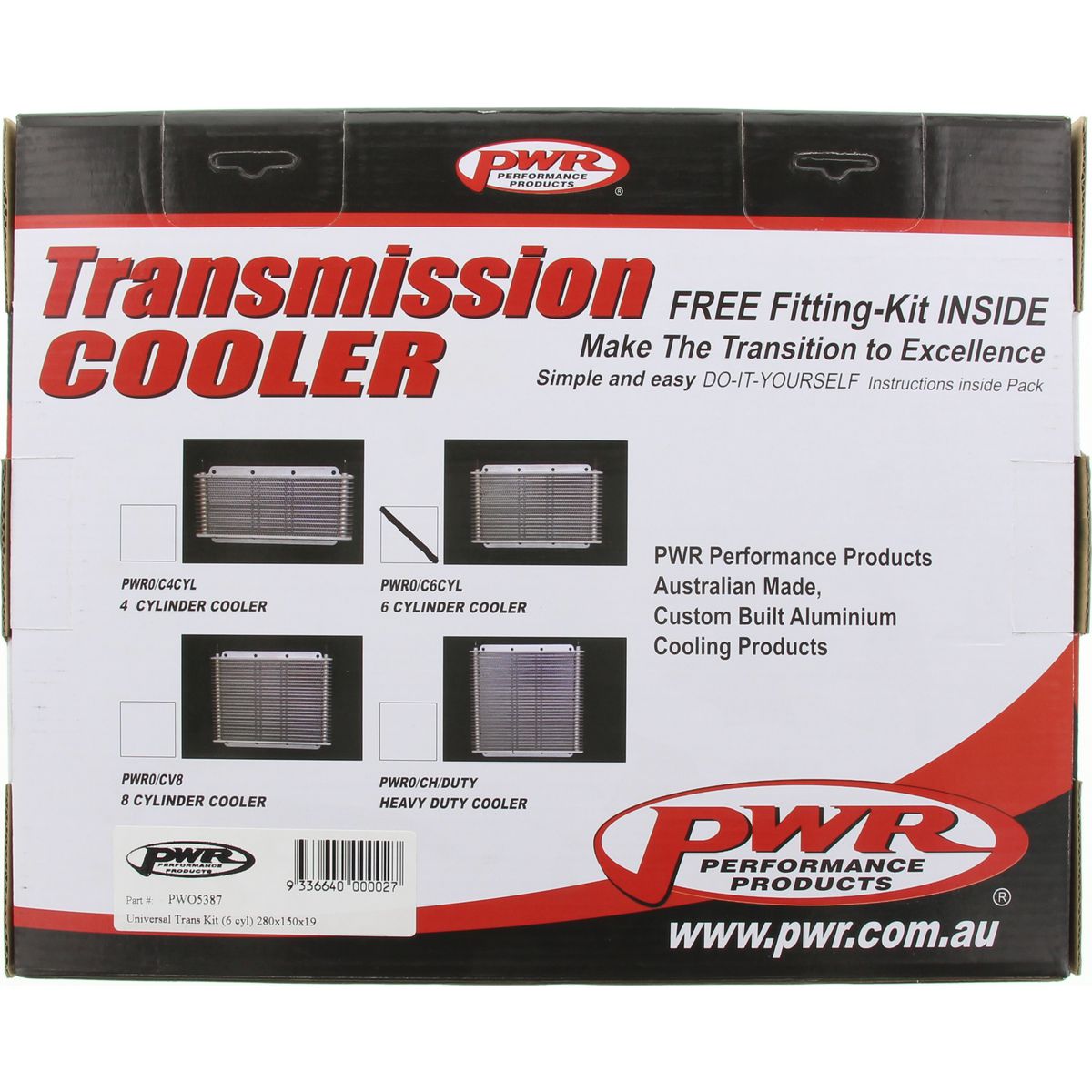 PWR Transmission Oil Cooler Kit 280x150x19mm (3/8") PWO5387