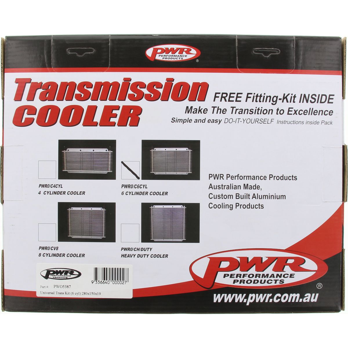 PWR Transmission Oil Cooler Kit 280x150x19mm (3/8") PWO5387