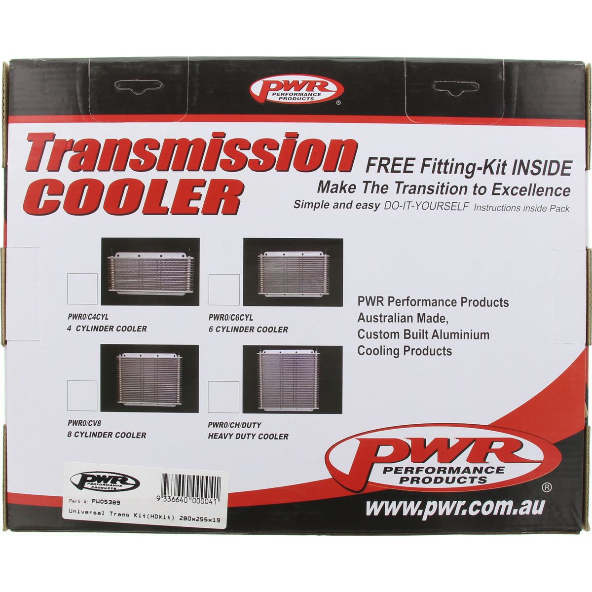 PWR Universal Transmission Oil Cooler Kit 280x255x19mm (3/8") PWO5389