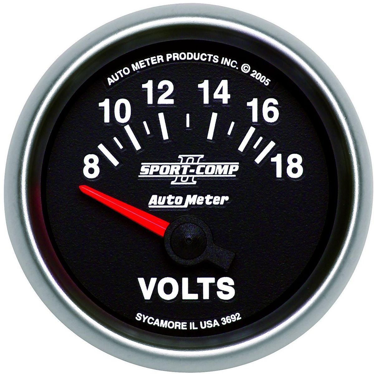 Autometer Sport-Comp II 2-1/16in Voltmeter Gauge 8-18V Short Sweep Electric AU3692