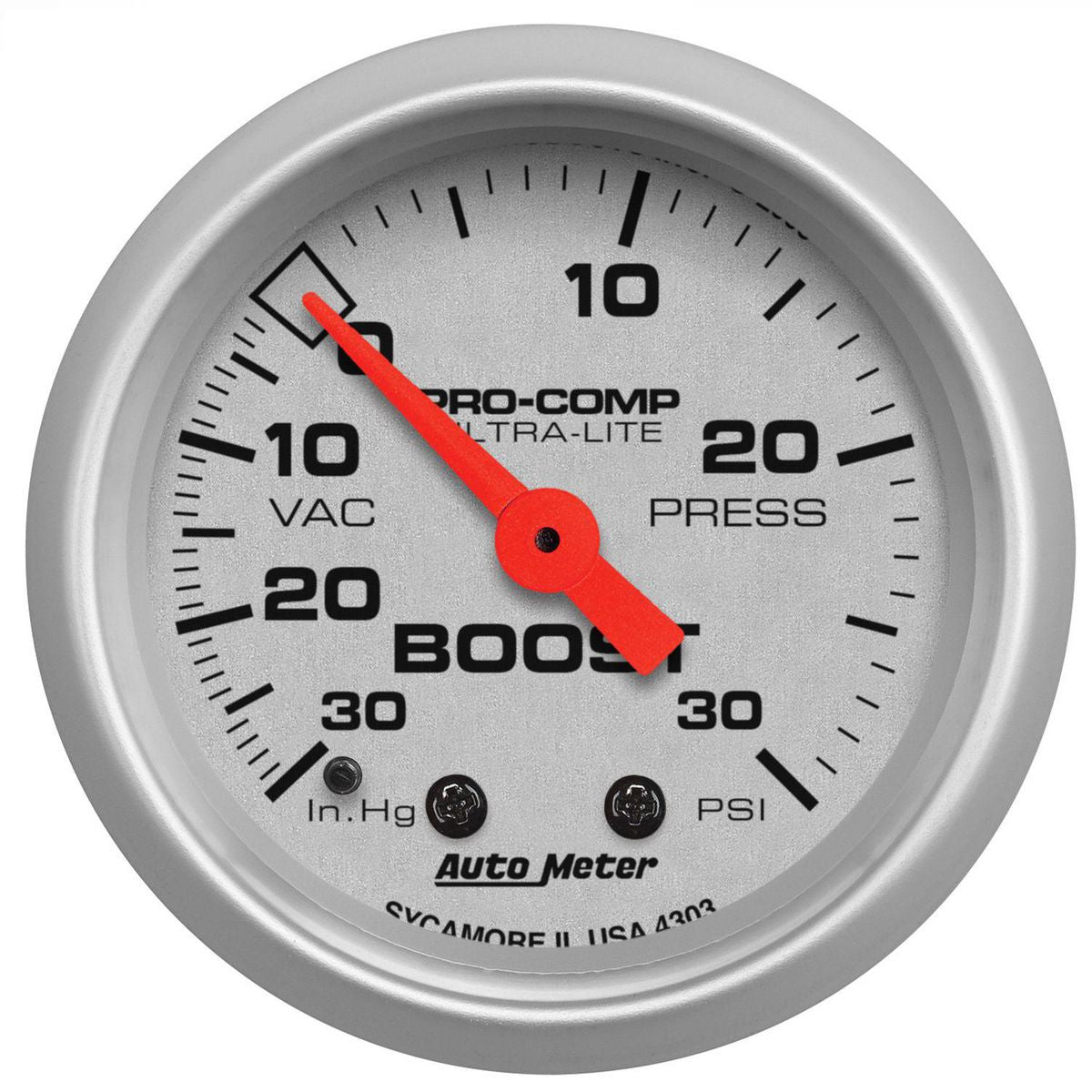 Autometer Ultra-Lite 2-1/16in Boost/Vacuum Gauge 30in/Hg 30PSI Mechanical AU4303