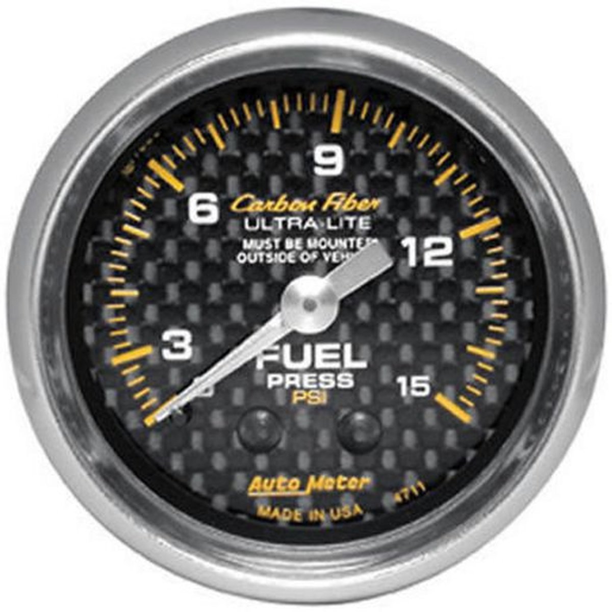 Autometer Carbon Fiber 2-1/16in Fuel Pressure Gauge 0-15PSI Mechanical AU4711