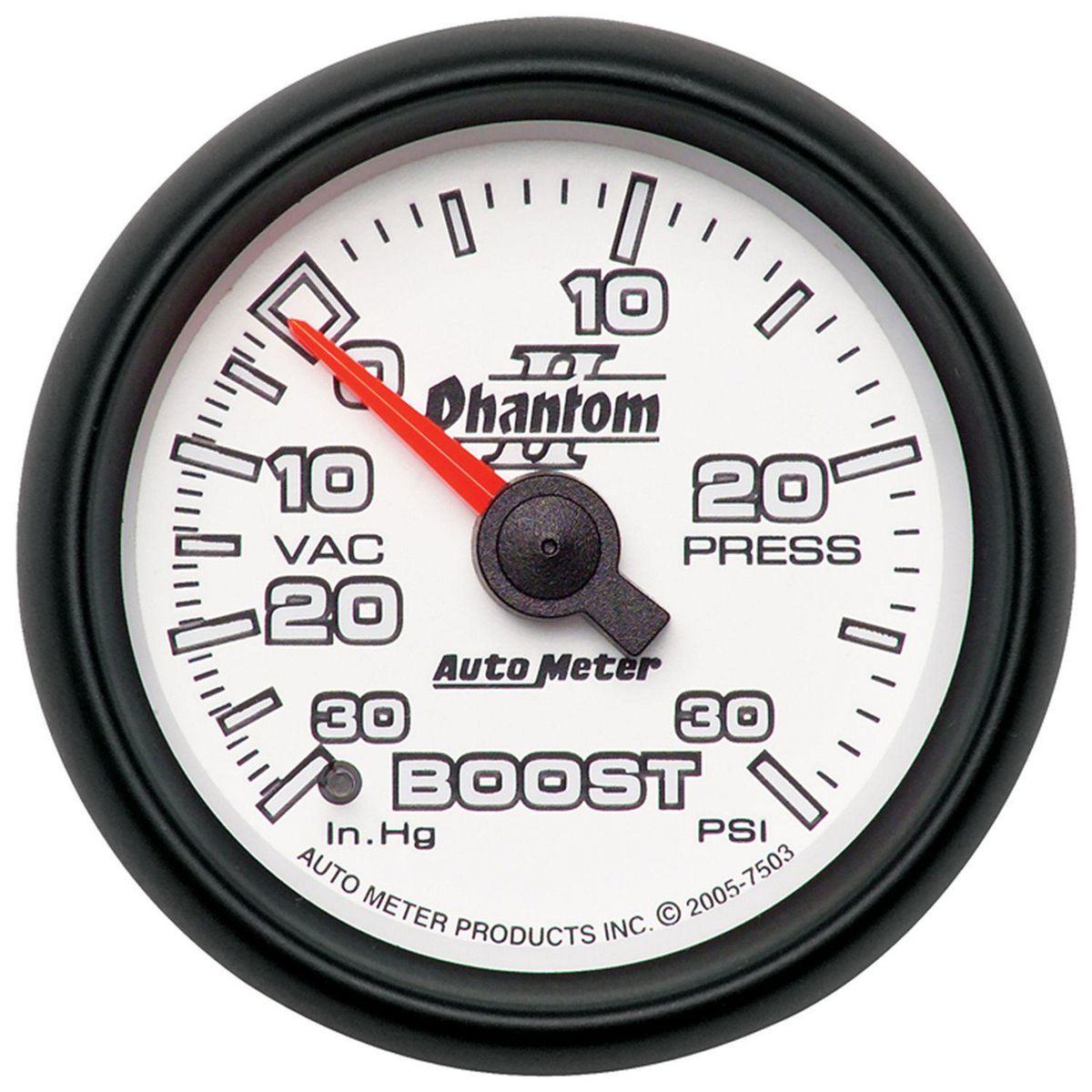 Autometer Phantom II 2-1/16in Boost Vacuum Gauge 30in/Hg 30PSI Mechanical AU7503
