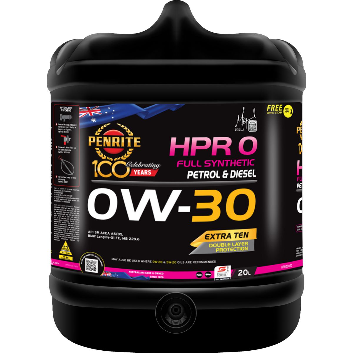 Penrite HPR 0 0W-30 Engine Oil 20L