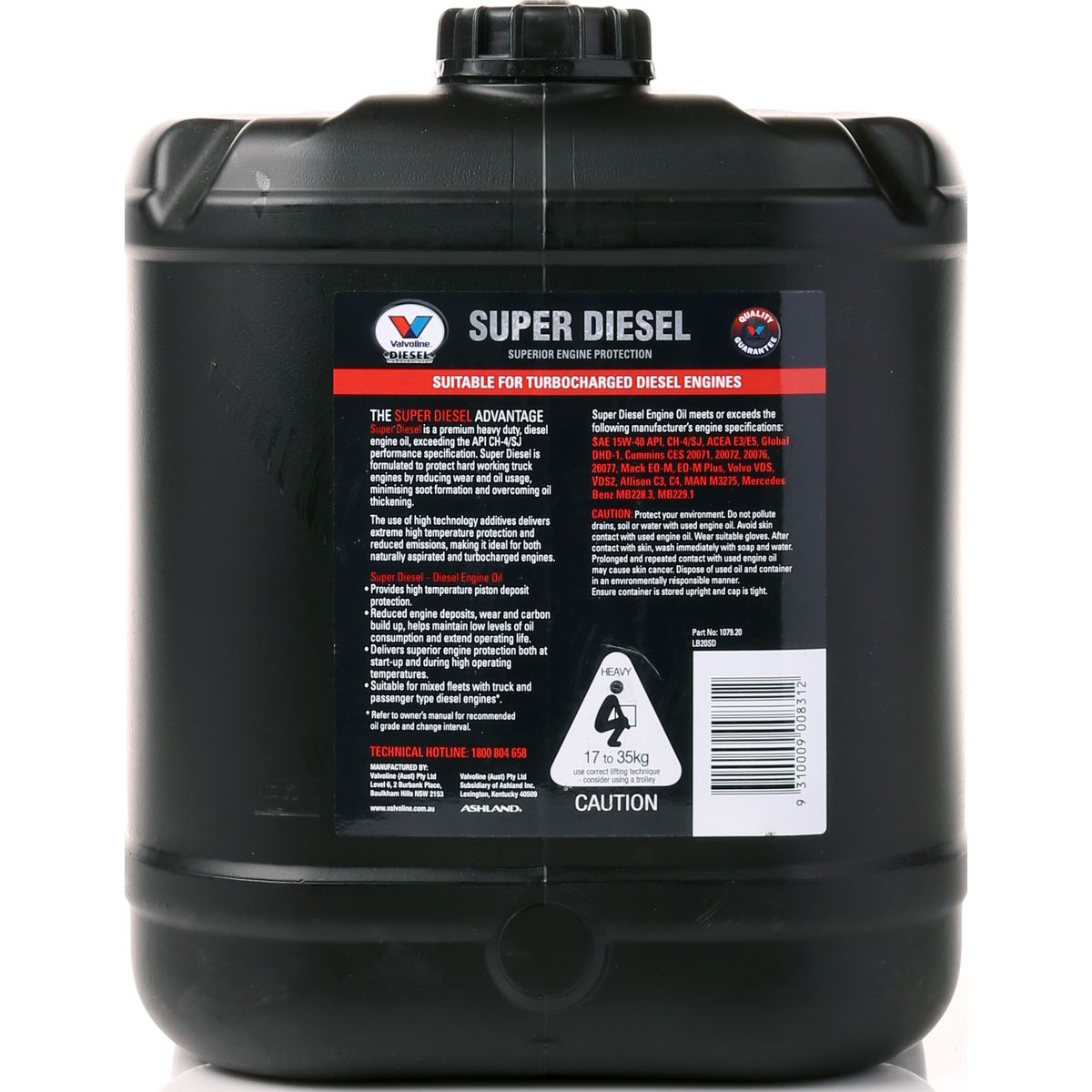 Valvoline Diesel Engine Oil Super Diesel 15W-40 20L 1079.2