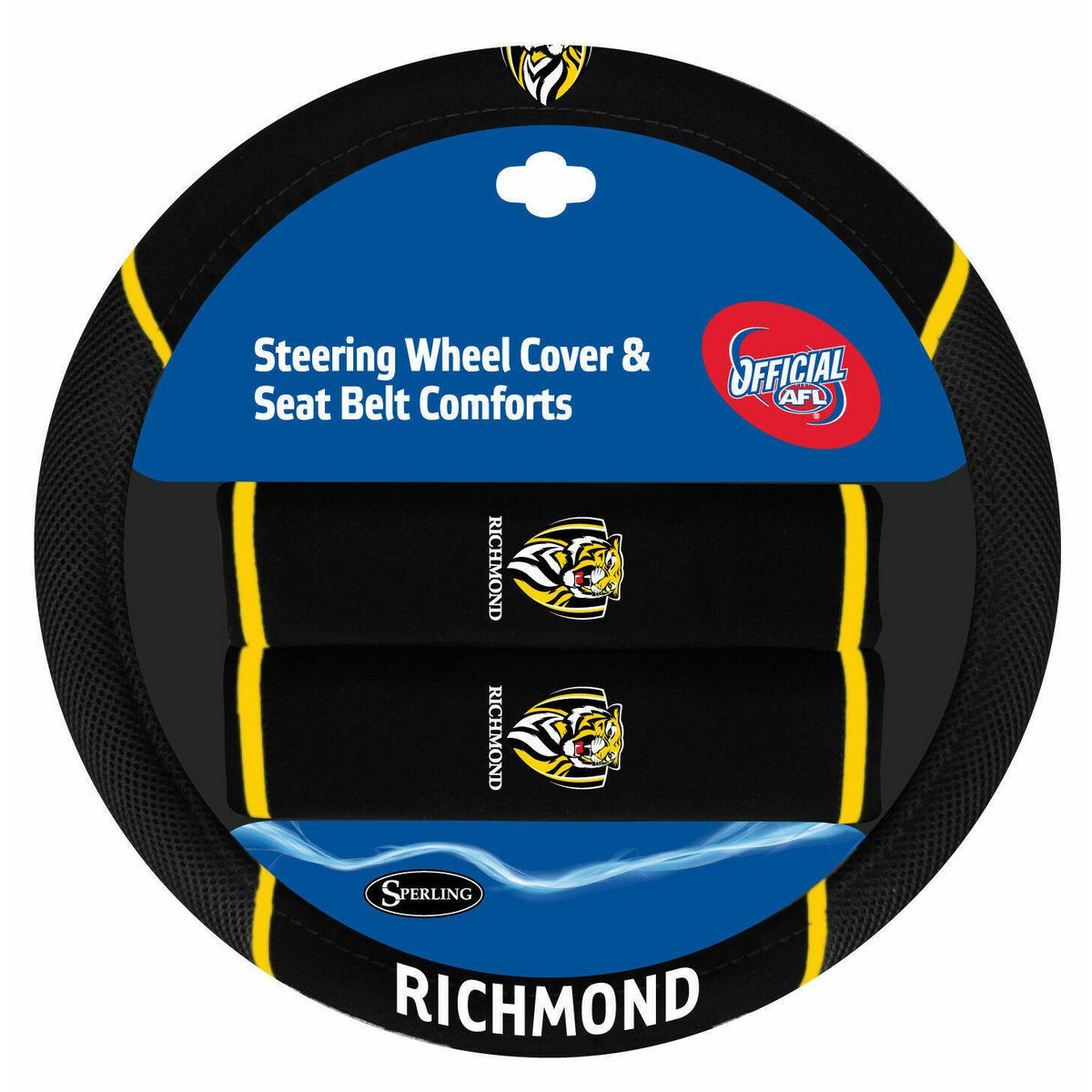 AFL Steering Wheel Cover/Seat Belt Cover Set - Richmond Tigers ACAFLRICACC