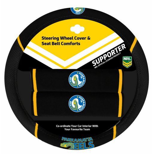 NRL Steering Wheel Cover/Seat Belt Cover Set - Parramatta Eels ACNRLEELACC