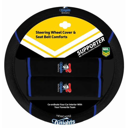 NRL Steering Wheel Cover/Seat Belt Cover Set - Newcastle Knights ACNRLKNIACC