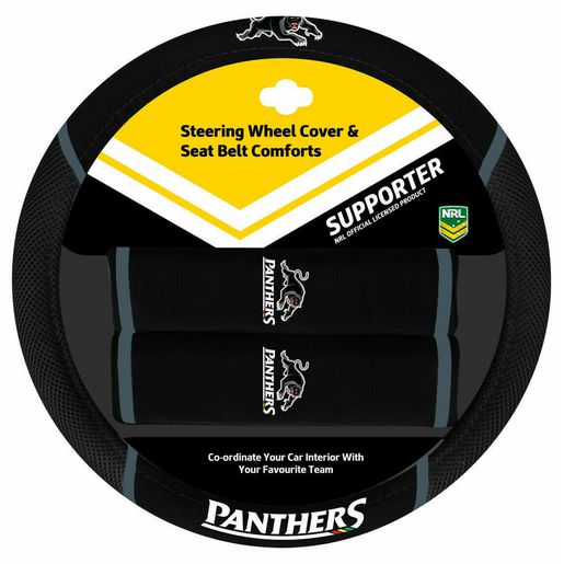 NRL Steering Wheel Cover/Seat Belt Cover Set - Penrith Panthers ACNRLPANACC