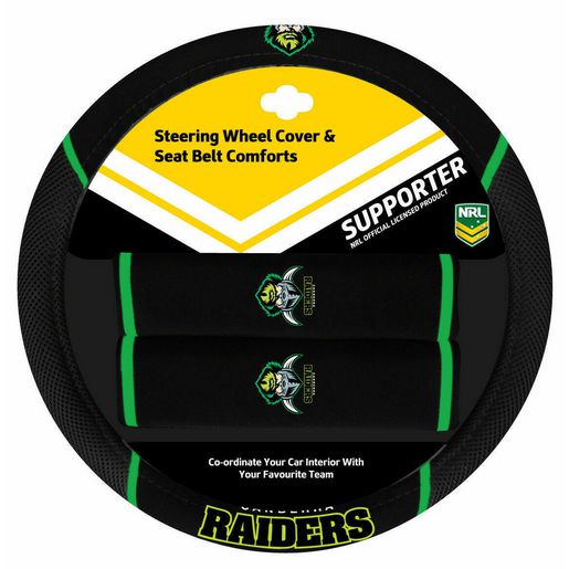 NRL Steering Wheel Cover/Seat Belt Cover Set - Canberra Raiders ACNRLRAIACC