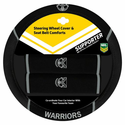NRL Steering Wheel Cover/Seat Belt Cover Set - New Zealand Warriors ACNRLWARACC